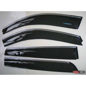 Hyundai Santa Fe 3 IX45- 2011+ ветровики дверей с хром полоской ASP