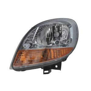 Фара передняя Renaul Kangoo 2003-2008 левая H4 с желтым поворот., хром.рамка, авто. регул. - TYC