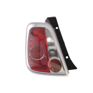 Фонарь задний Fiat 500 07-15500E 13-17 лів. (без ламп) (P21W*2PY21WR10W) (хром рамка) - DEPO