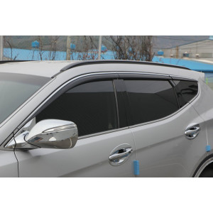 Hyundai Santa Fe 2012- дефлектори вікон хром - Clover