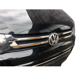 Накладки на решетку раздельные Volkswagen T5 рестайлинг 2010-2015 гг. (Carmos, 4 шт, нерж.)