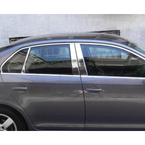 Молдинг дверных стоек Volkswagen Jetta 2006-2011 гг. (6 шт, нерж)