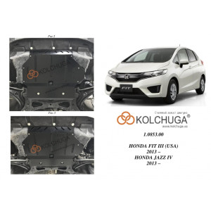 Защита Honda Jazz 2009-2013 двигатель и КПП - Премиум ZiPoFlex - Kolchuga