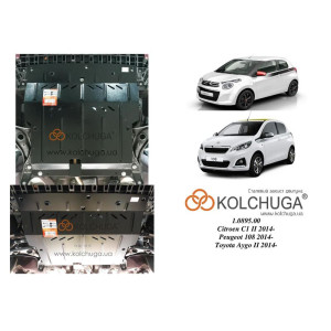 Захист для Тойота Aygo 2014- V-1,0 двигун, КПП, абсорбер - Преміум - Kolchuga