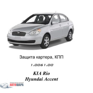 Защита Kia Rio II 2005-2011 V-1,4; 1,5 двигатель, КПП, радиатор - Kolchuga