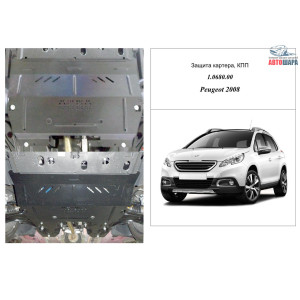 Защита Peugeot 2008 2016- V-1,2i двигатель, КПП - Kolchuga