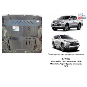 Захист Mitsubishi Pajero Sport 2015- V-2,4TDI радіатор, двигун, редуктор - Kolchuga