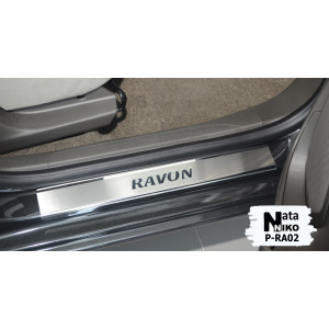 Накладки на пороги Ravon R4 2017- 4 шт на метал Premium NataNiko
