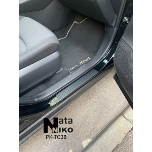 Накладки на пороги для Тойота RAV-4 V 2018- 4 шт на метал Premium нержавейка+пленка Карбон NataNiko