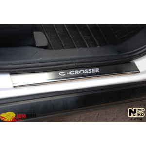 Накладки на пороги CITROEN C-CROSSER 2007- Premium - 4шт, наружные - на метал NataNiko