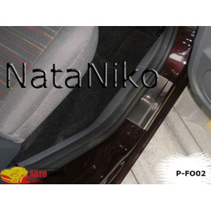 Накладки на пороги FORD C-MAX II 2010- Premium - 4шт, наружные - на метал NataNiko