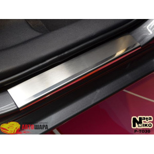 Накладки на пороги для Тойота COROLLA XI 2013- Premium - 4шт, наружные - на метал NataNiko