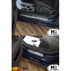 Накладки на пороги Volkswagen PASSAT B8 4D/универсал 2014- Premium - 4шт, наружные - на метал NataNiko