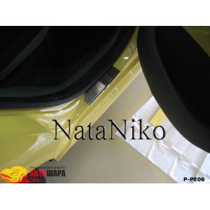 Накладки на пороги PEUGEOT 107 5D 2005- Premium - 4шт, наружные - на метал NataNiko