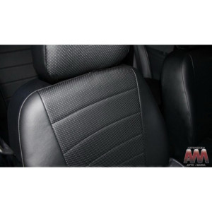 Чохли на сидіння Daewoo Lanos горби - чорні з сіркою вставкою серія AM-L (без декоративної строчки) - еко шкіра - Автоманія