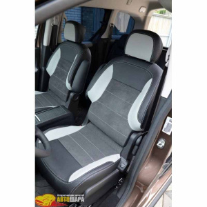 Авточохли для PEUGEOT Partner (NEW) 2007- - кожзам + алькантара - Leather Style MW Brothers