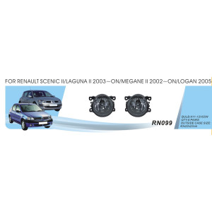 Фары дополнительные модель Renault Scenic II/Laguna II /Megane II/Logan 2005/RN-099W/SuzukiGr.Vitara 2006-ON