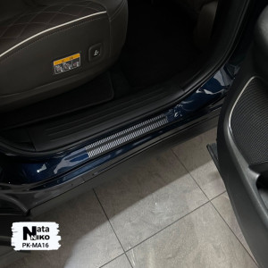 Накладки на пороги Mazda CX-9 II 2017- 4 шт на метал Premium нержавейка + плівка Карбон NataNiko