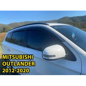 Вітровики для Mitsubishi Outlander 2012-2020 нерж. з хром полоскою (Defl)