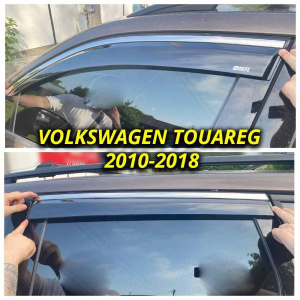 Вітровики для Volkswagen Touareg 2010-2018 нерж. з хром полоскою (Defl)