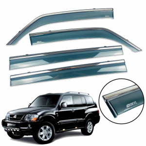 Вітровики для Mitsubishi Pajero III/IV 2000-2006; 2006+ нерж. з хром полоскою (Defl)