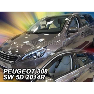 Ветровики для Peugeot 308 II 2014-2021 SW=універсал 5D (вставные, 4шт) (Heko) 26155