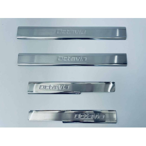 Накладки на пороги для Skoda Octavia MK3 2012-2019 4шт (TAN24). сталь