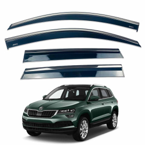 Вітровики для Skoda Karoq 2017+ нерж. з хром полоскою (Defl)