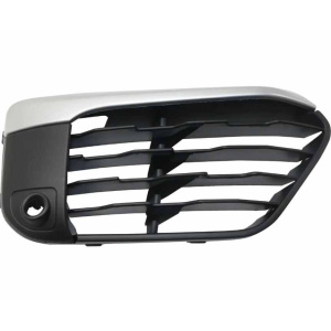 Решетка в бампер BMW X1 (F48) 15-20 левая внешняя черная хром.молдинг. серый металлик с отв. п/трон. - AVTM