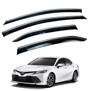 Дефлекторы окон (ветровики) для Toyota Camry V70 2017+ Sedan с нерж. хром полоской накладные (HAWK)