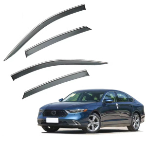 Дефлекторы окон (ветровики) для Honda Accord 2023+ с нерж. хром полоской (HAWK)