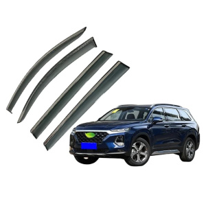 Дефлекторы окон (ветровики) для Hyundai Santa Fe 2018-2023 с нерж. хром полоской (HAWK)