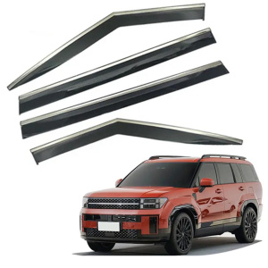 Дефлекторы окон (ветровики) для Hyundai Santa Fe 2023+ с нерж. хром полоской (HAWK)