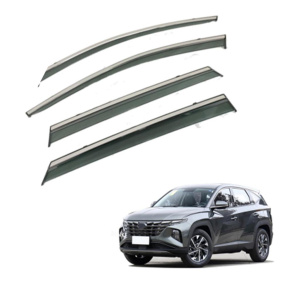 Дефлекторы окон (ветровики) для Hyundai Tucson Short Wheel 2021+ с нерж. хром полоской (HAWK)