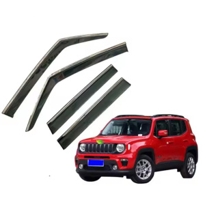 Дефлектори вікон (вітровики) для Jeep Renegade 2015+ з нерж. хром полоскою (HAWK)