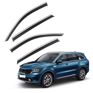 Дефлектори вікон (вітровики) для Kia Sorento 2020+ з нерж. хром полоскою (HAWK)