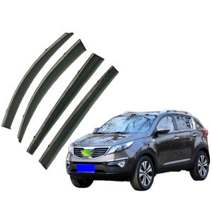 Дефлектори вікон (вітровики) для KIA Sportage 2010-2016 з нерж. хром полоскою (HAWK)