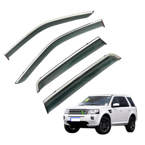 Дефлекторы окон (ветровики) для Land Rover Range Rover Freelander 2 с нерж. хром полоской (HAWK)