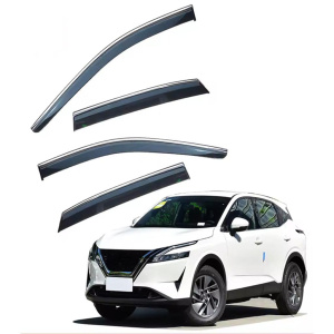 Дефлектори вікон (вітровики) для Nissan Qashqai J12 III 2021+ з нерж. хром полоскою (HAWK)