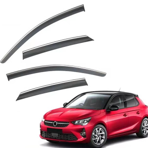 Дефлектори вікон (вітровики) для Opel Corsa F 2019+ з нерж. хром полоскою (HAWK)
