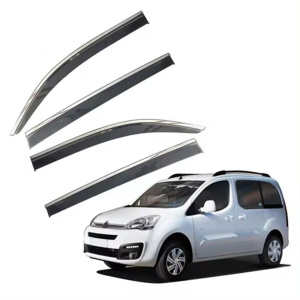 Дефлекторы окон (ветровики) для Peugeot Rifter 2018+ с нерж. хром полоской (HAWK)