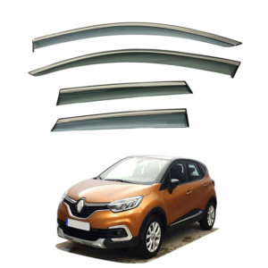 Дефлекторы окон (ветровики) для Renault CAPTUR 2013-2019 с нерж. хром полоской (HAWK)