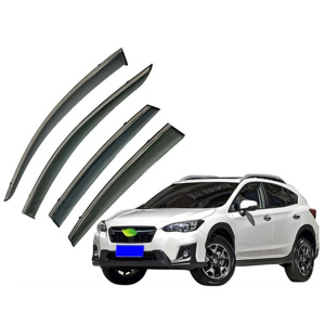 Дефлекторы окон (ветровики) для Subaru XV / Crosstrek 2017-2023 с нерж. хром полоской (HAWK)