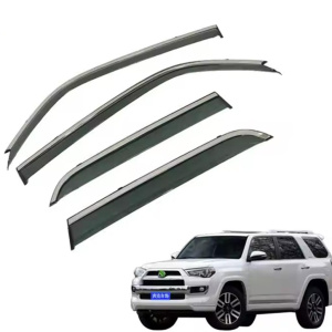 Дефлекторы окон (ветровики) для Toyota 4Runner 2009-2024 с нерж. хром полоской (HAWK)