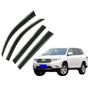 Дефлектори вікон (вітровики) для Toyota Highlander 2008-2014 з нерж. хром полоскою (HAWK)