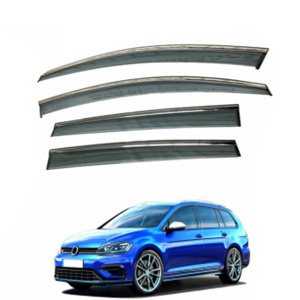 Дефлекторы окон (ветровики) для Volkswagen Golf SPORTSVAN 2016+ с нерж. хром полоской (HAWK)