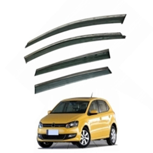 Дефлекторы окон (ветровики) для Volkswagen Polo HTB 2009-2017 c нерж. хром полоской (HAWK)