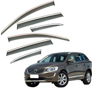 Дефлекторы окон (ветровики) для Volvo XC60 2008-2018 6шт. с нерж. хром полоской (HAWK)