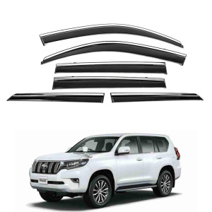 Дефлекторы окон (ветровики) для Toyota LC 150 Prado /GX 460 2010+ 6шт с нерж. хром полоской (HAWK)