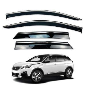 Ветровики для Peugeot 3008/ 4008/ OPEL Grandland X 2016+ с нерж. хром полоской накладные